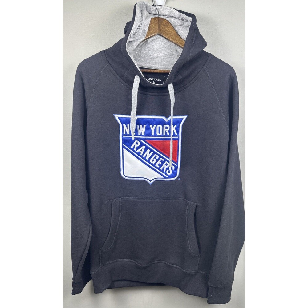 New York Rangers NHL Antigua Big Logo Long Sleeve Hoodie M Black